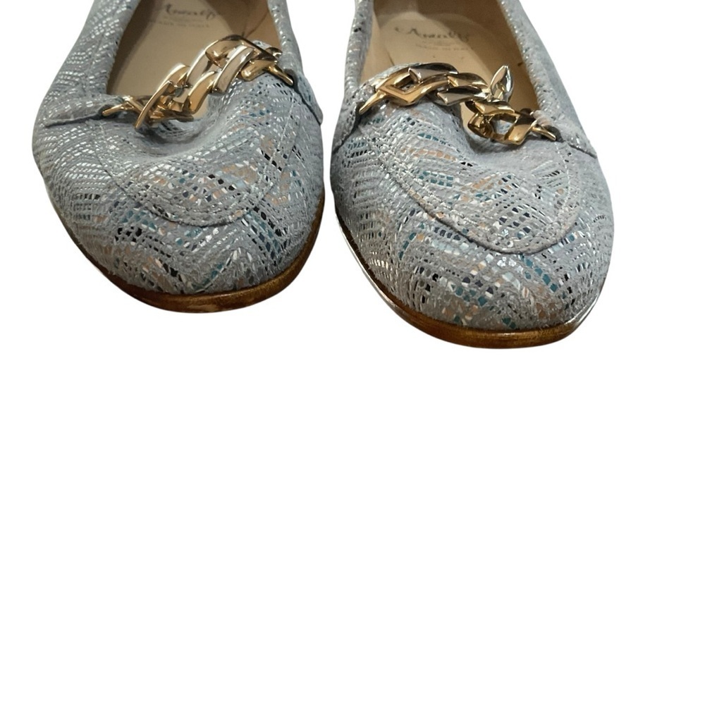 Amalfi by Rangoni Blue Woven Leather Slip-On Pumps 7.5 Narrow Made in Italy - Picture 6 of 10
